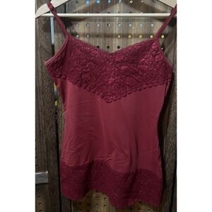 Y2K Studio K Burgundy Stretch Camisole Tank Top Size Medium Fairy Coquette